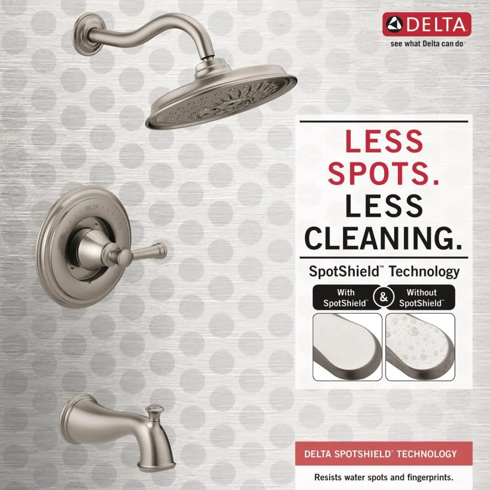 Delta Valdosta with H2Okinetic Technology SpotShield Brushed Nickel 1-Handle Bathtub and Shower Faucet with Valve, photo 5 of 6