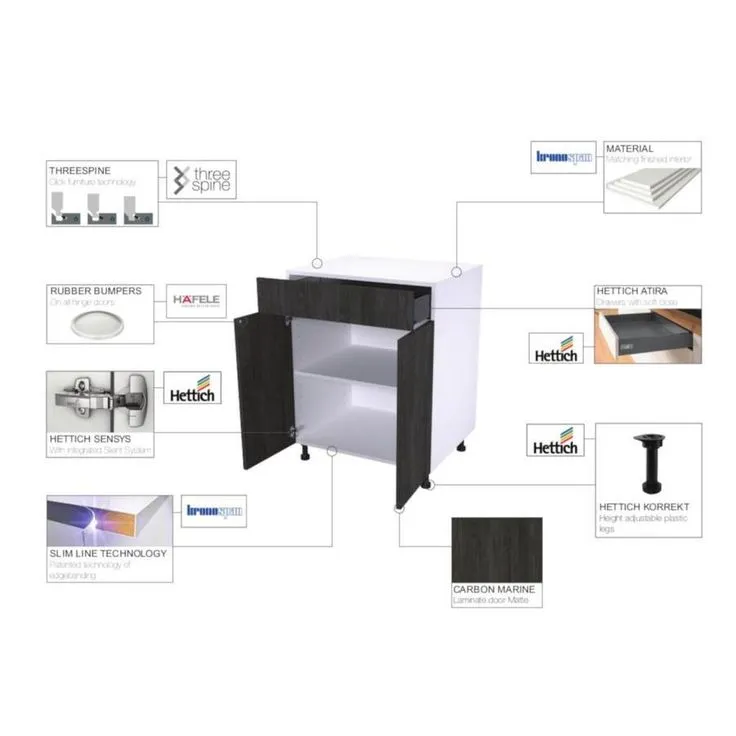 Cambridge 12-in W x 12-in H x 2-in D Carbon Marine Wood Engineered Wood Door Base Stock Cabinet, photo 5 of 8