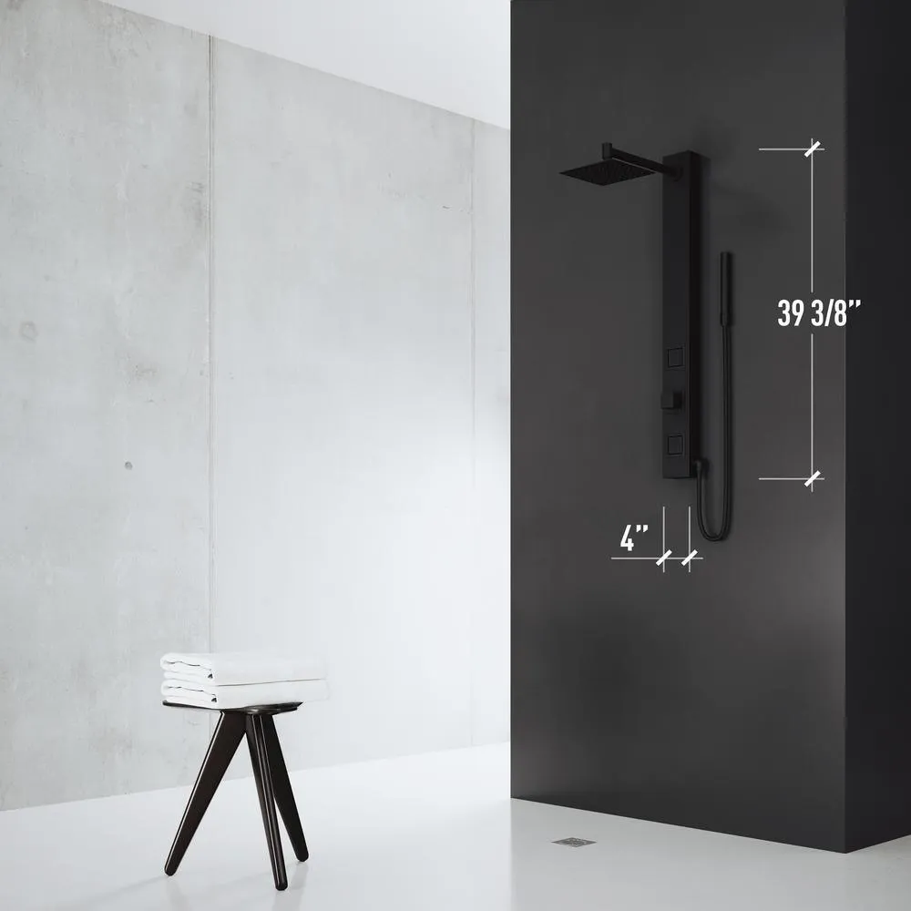 Orchid 39.375 in. 2-Jet High Pressure Shower System with Fixed Rainhead and Handheld Dual Shower in Matte Black, photo 9 of 11