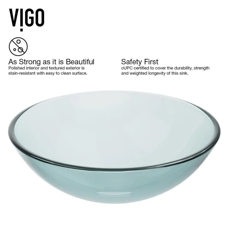 VIGO Clear Crystalline Handmade Countertop Glass Round Vessel Bathroom Sink in Iridescent, photo 9 of 10