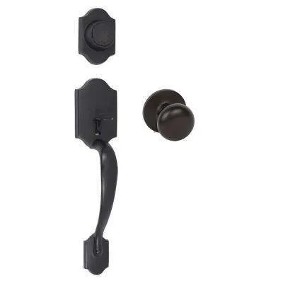 Italian Collection Visconti Single Cylinder Black Door Handleset with Florini Interior