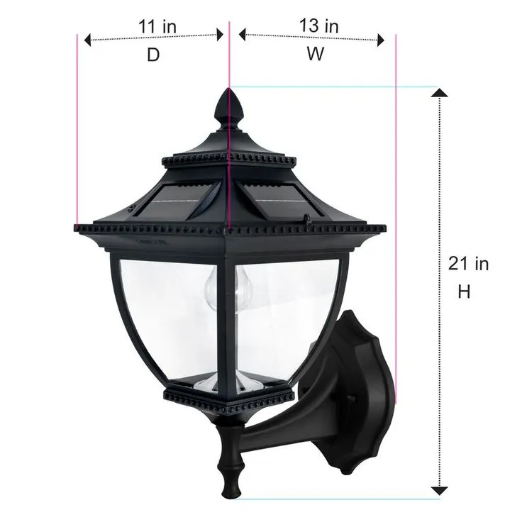 Gama Sonic Pagoda Bulb Solar 22 in. 1-Light Black Cast Aluminum for Outdoor with Post, Pier and Wall Mounts, photo 4 of 5