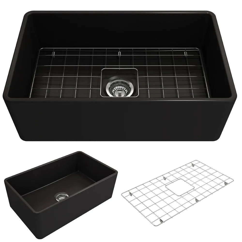 Classico Farmhouse Apron Front Fireclay 30 in. Single Bowl Kitchen Sink with Bottom Grid and Strainer in White, photo 19 of 33