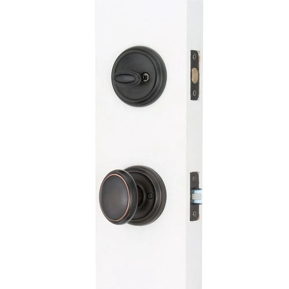 Prestige Bighorn Single Cylinder Venetian Bronze Door Handleset with Carnaby Door Knob Featuring SmartKey Security, photo 3 of 13
