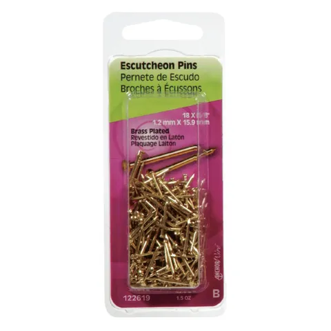 18 Ga. x 5/8 in Brass-Plated Steel Escutcheon Pins, 1-Pack, 1.5 oz