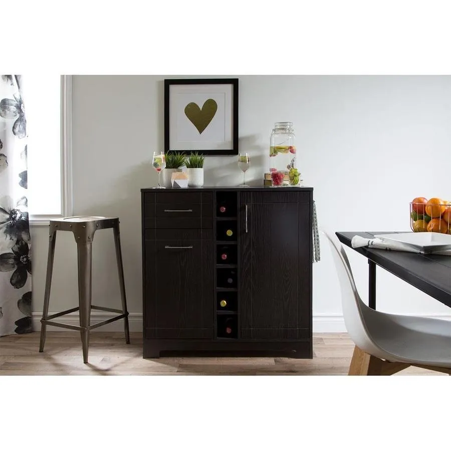 South Shore Furniture Vietti 34.25-in x 36.25-in Black Rectangle Cabinet Bar, photo 3 of 5