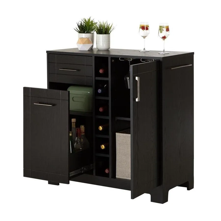 South Shore Furniture Vietti 34.25-in x 36.25-in Black Rectangle Cabinet Bar, photo 4 of 5