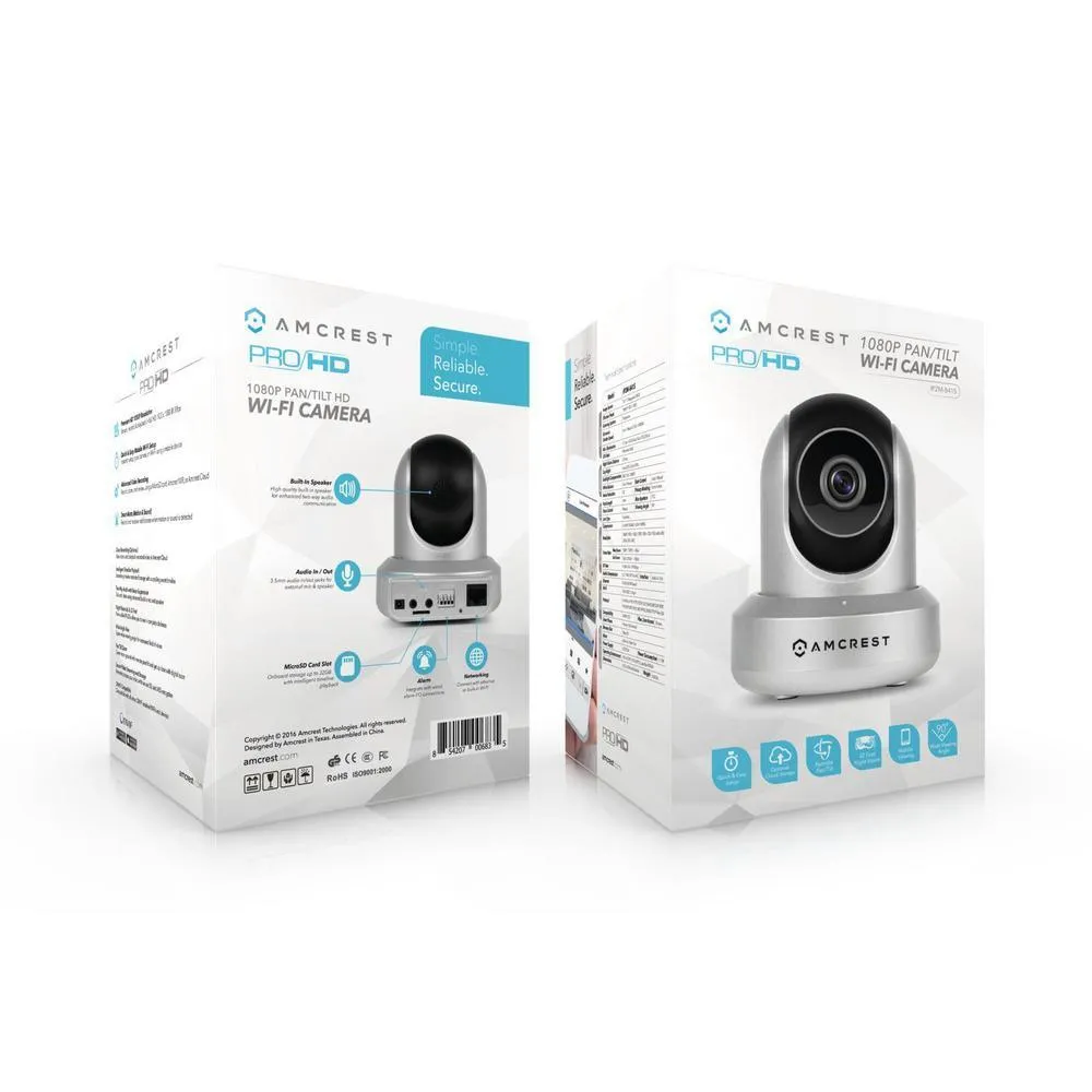 ProHD 1080p Wi-Fi Wireless IP Security Camera 1920TVL, Pan/Tilt, Night Vision, 2-Way Audio, Silver, photo 5 of 8