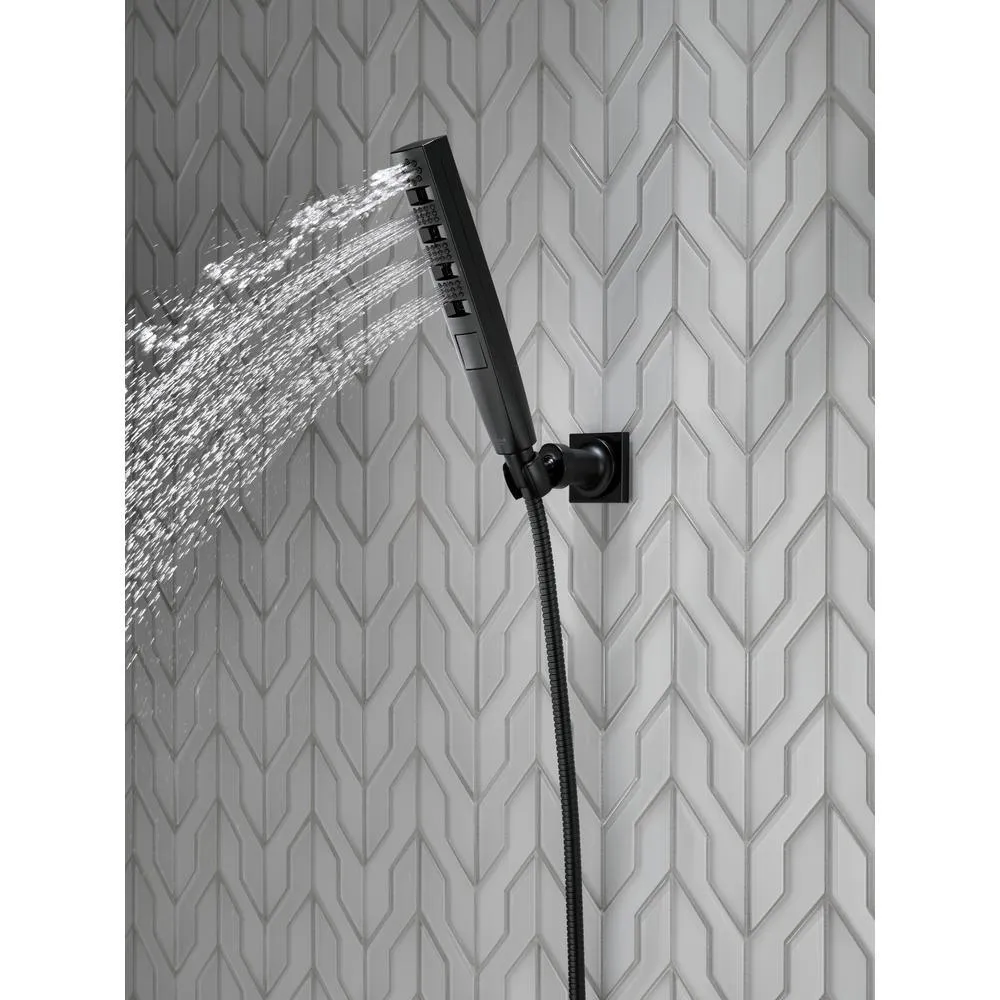Zura 5-Spray 1.3 in. Single Wall Mount Handheld H2Okinetic Shower Head in Matte Black, photo 2 of 14