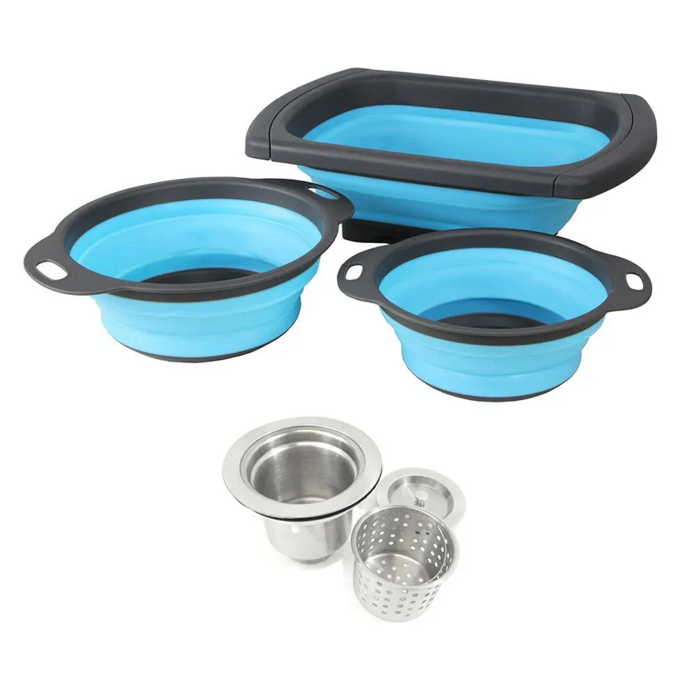 Undermount 16-Gauge Stainless Steel 42 in. x 20 in x 10 in. Triple Bowl Kitchen Sink with Collapsible Silicone Colanders, photo 6 of 9
