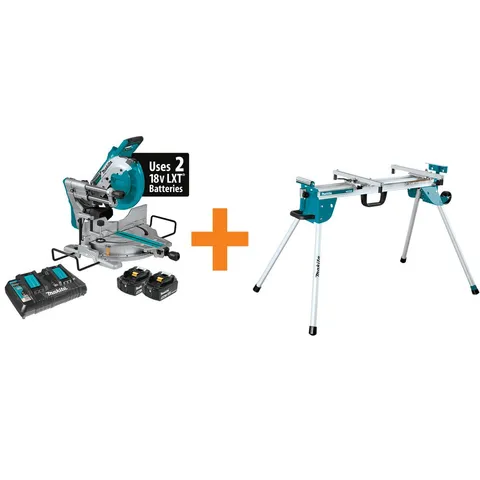 18-Volt Lithium-Ion Brushless Cordless 10 in. Dual-Bevel Sliding Compound Miter Saw and Compact Folding Miter Saw Stand