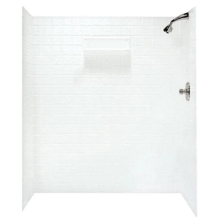 36 in. x 65 in. x 72 in. 5-piece Easy Up Adhesive Alcove Shower Surround in White, photo 4 of 4