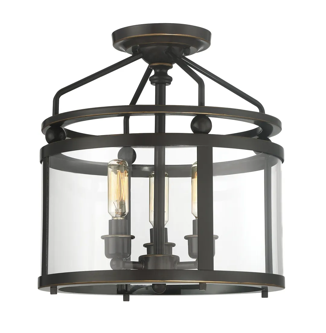 Quoizel Norfolk 11.87-in Oil Rubbed Bronze Transitional Semi-Flush Mount Light, photo 6 of 11