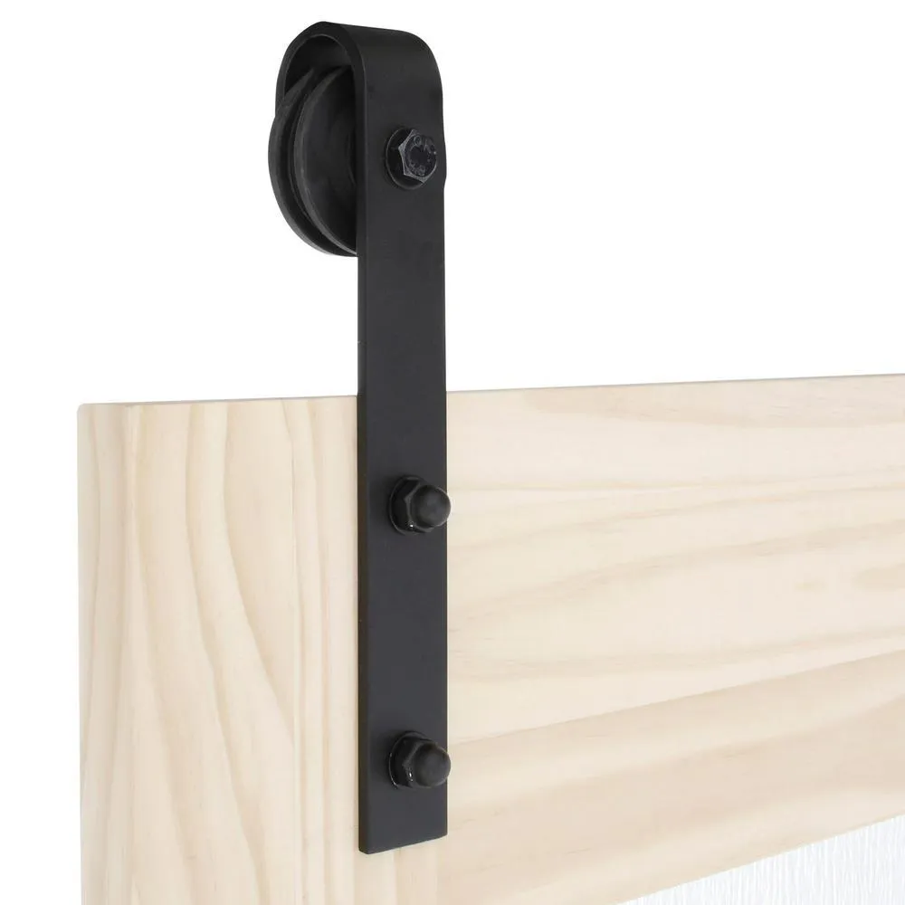34 in. x 84 in. Timber Hill Rain Glass and Unfinished Pine Wood Sliding Barn Door Slab with Hardware Kit, photo 5 of 9