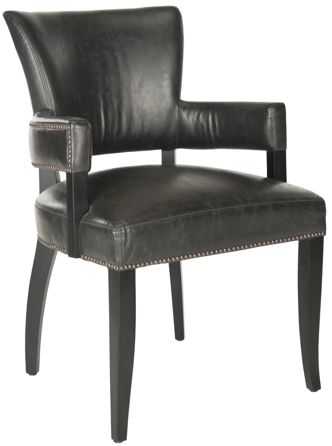 Safavieh Desa Contemporary/Modern Faux Leather Upholstered Side Chair with Wood Frame, Antique Brown (23.6 in W x 26.4 in D x 35.4 in H), photo 2 of 4