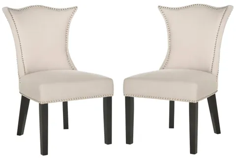 Ciara Linen Upholstered Side Chairs, Set of 2 – Taupe, Wood Frame