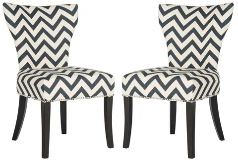 Jappic Set of 2 Contemporary Cotton-Linen Upholstered Side Chairs