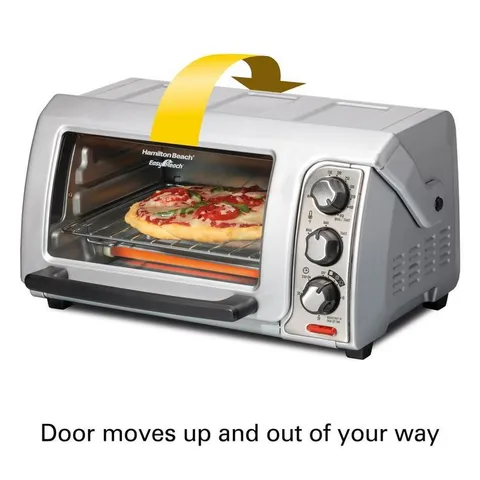 Easy Reach 1200 W 4-Slice Silver Toaster Oven with Roll Top Door