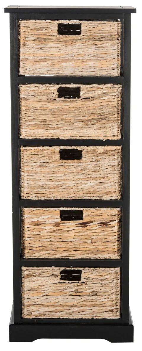Vedette 17.3 × 46.1 in 5-Drawer Distressed Black Pine Accent Chest