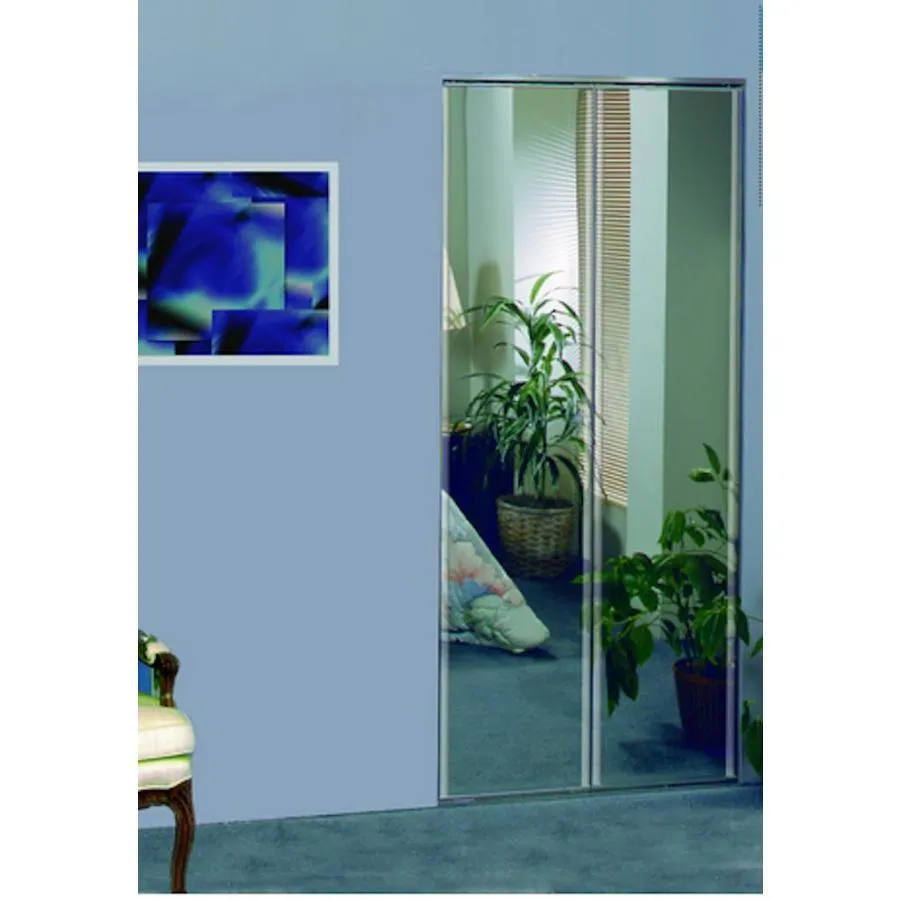 Manor Court 9150BF Series 24-in x 80-in Chrome Mirror/Panel Mirrored Glass Prefinished Aluminum Bifold Door (Hardware Included), photo 2 of 6