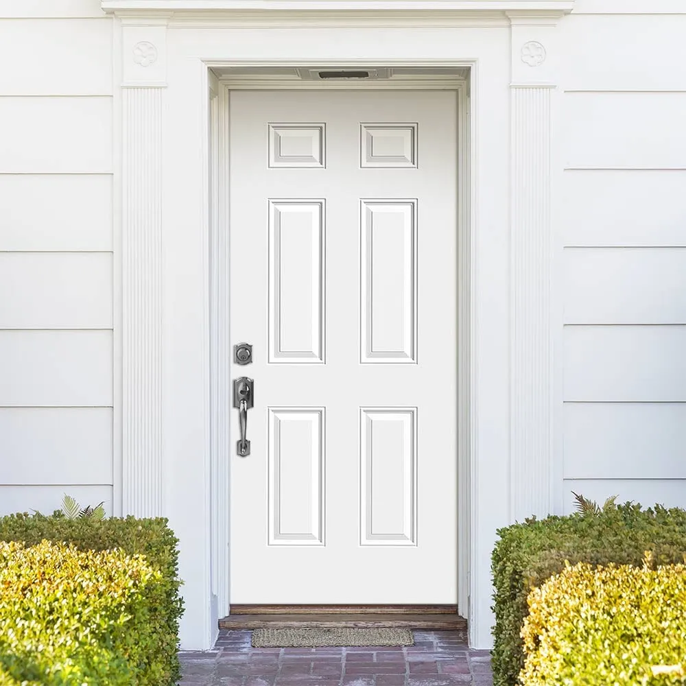 Masonite 32-in x 80-in Steel Right-Hand Inswing Primed Fire-Rated Prehung Single Front Door with Brickmould, photo 3 of 6