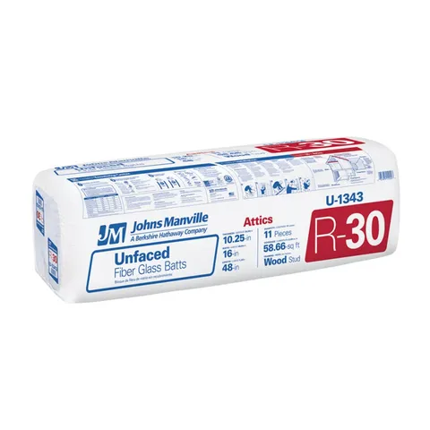 R-30 Unfaced Fiberglass Batt Attic Insulation, 58.66-sq ft Coverage