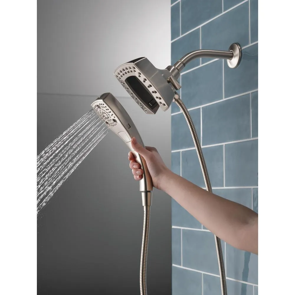 In2ition Two-in-One 5-Spray 5.8 in. Dual Wall Mount Fixed and Handheld Shower Head in Stainless, photo 12 of 17