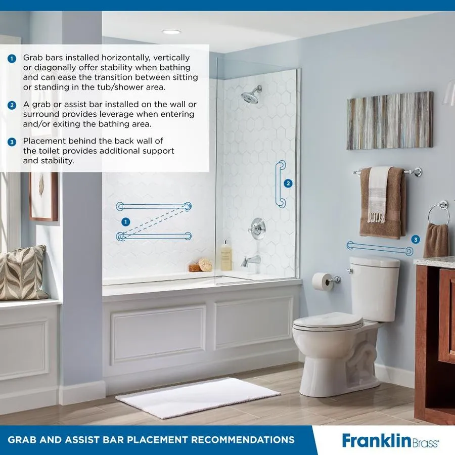 Franklin Brass 5700 Series 24-in Bright Stainless Steel Wall Mount (ADA Compliant) Grab Bar, photo 6 of 7