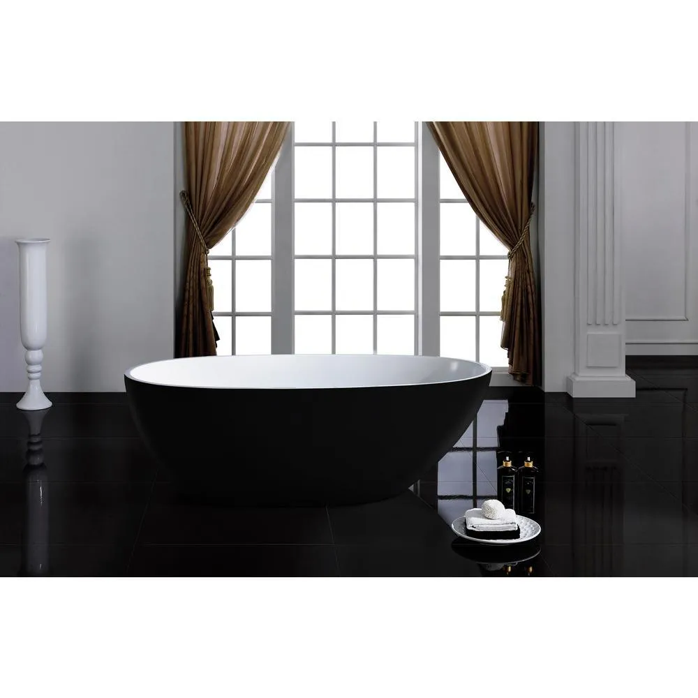 Layla 67 in. Acrylic Classic Flatbottom Non-Whirlpool Freestanding Oval Bathtub in Black Matte, photo 5 of 7