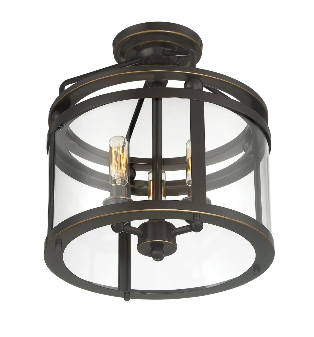Quoizel Norfolk 11.87-in Oil Rubbed Bronze Transitional Semi-Flush Mount Light, photo 7 of 11