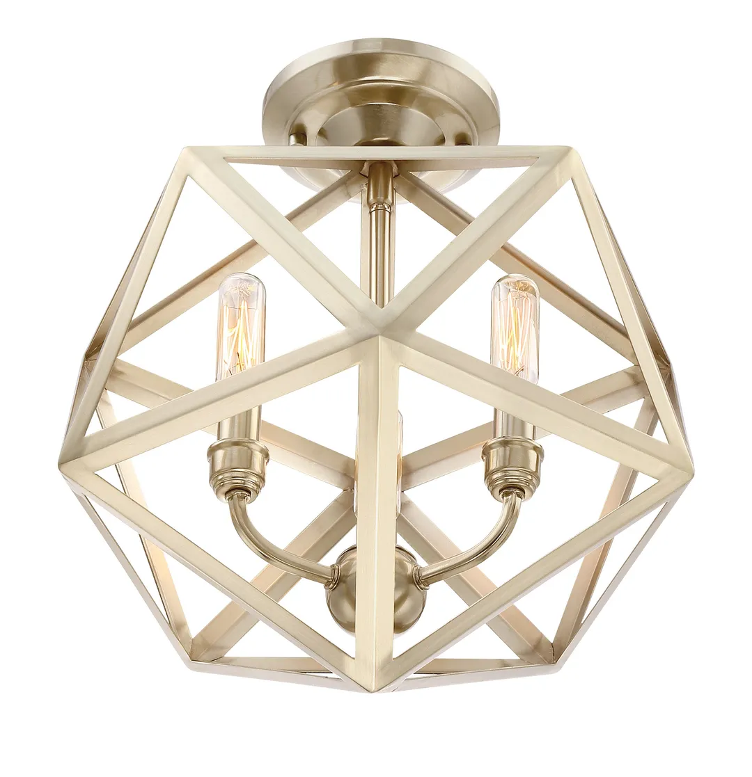 Quoizel Liberty Park 13.125-in Gold Casual/Transitional Semi-Flush Mount Light, photo 7 of 10