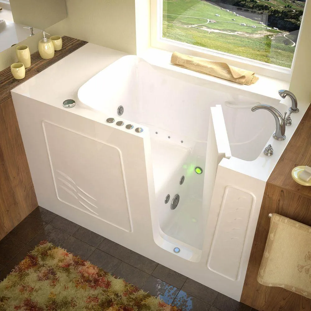 Rampart Nova Heated 5 ft. Walk-in Whirlpool and Air Bathtub with 6 in. Tile Easy Up Adhesive Wall Surround in White, photo 11 of 33