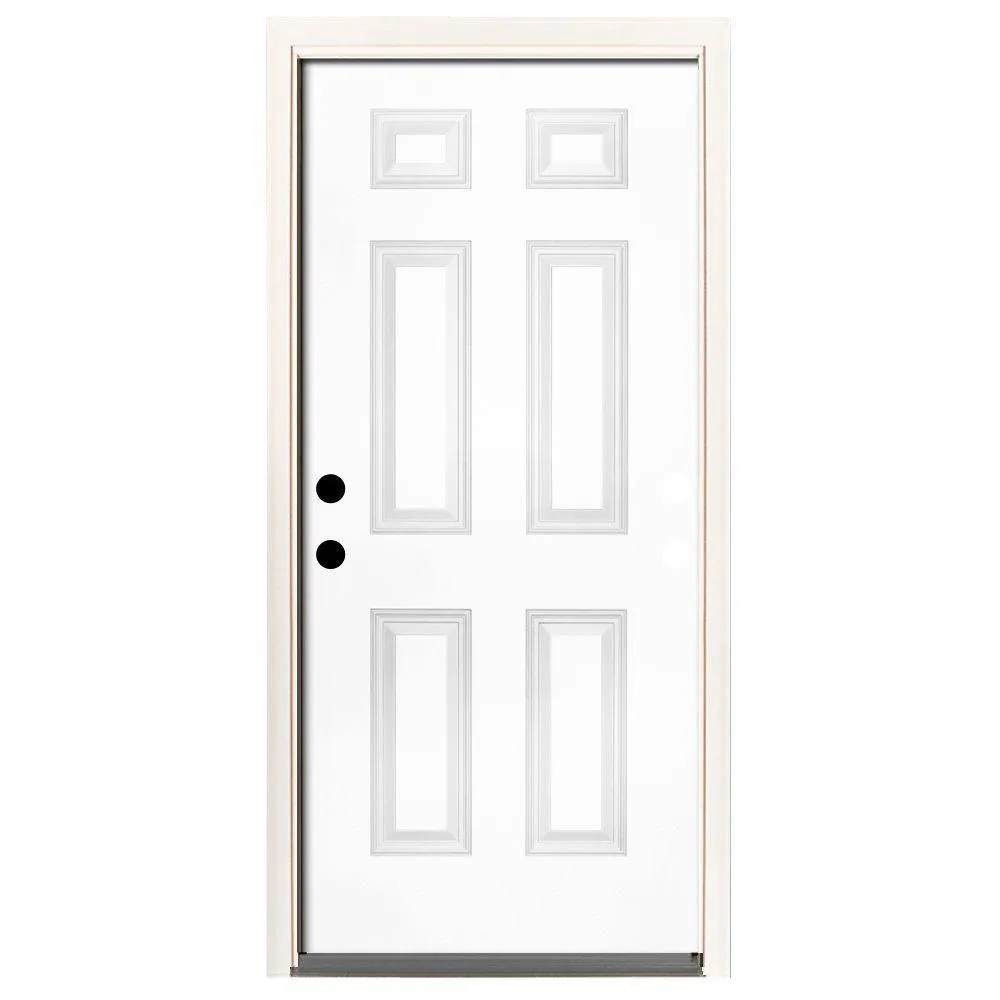 Steves & Sons 42 in. x 80 in. Premium 6 Panel Primed White Steel Prehung Front Door, photo 14 of 17