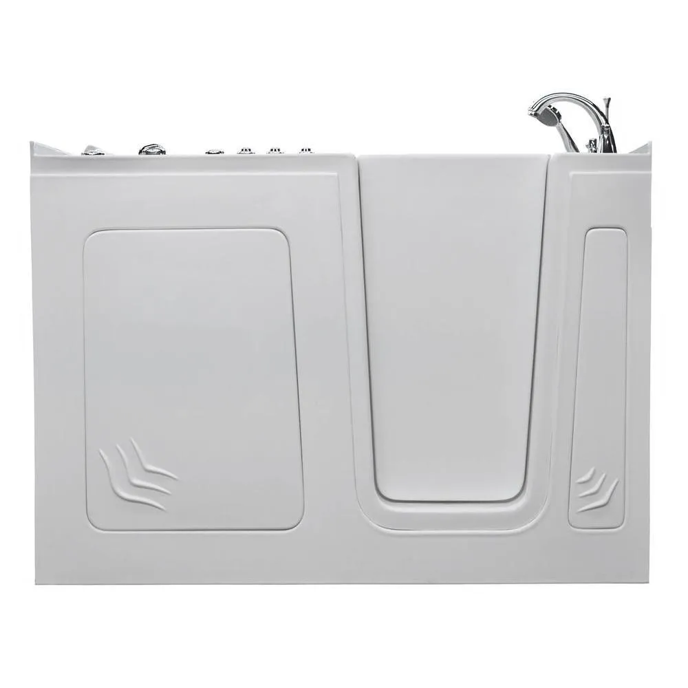 Universal Tubs Rampart 5 ft. Walk-in Whirlpool and Air Bathtub with 4 in. Tile Easy Up Adhesive Wall Surround in White, photo 9 of 20