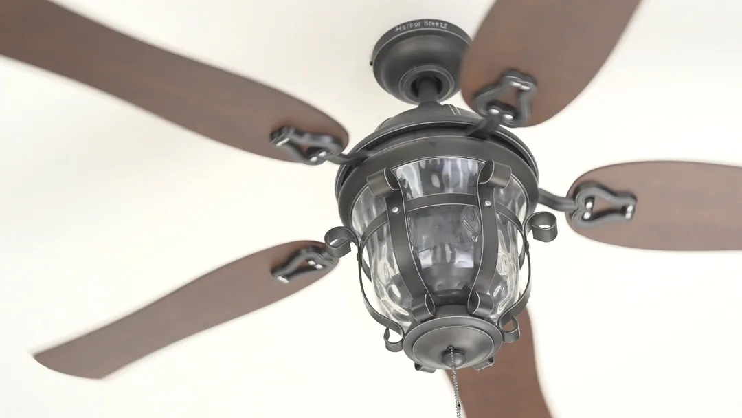 Harbor Breeze Lake Placido 52-in Black Iron Indoor/Outdoor Ceiling Fan with Light, 5-Blade, Incandescent, photo 12 of 18