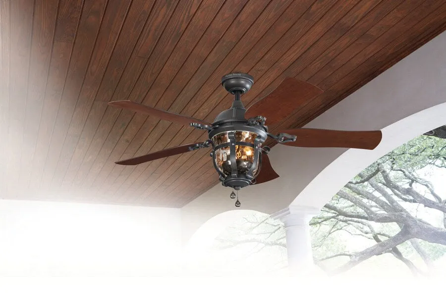 Harbor Breeze Lake Placido 52-in Black Iron Indoor/Outdoor Ceiling Fan with Light, 5-Blade, Incandescent, photo 15 of 18