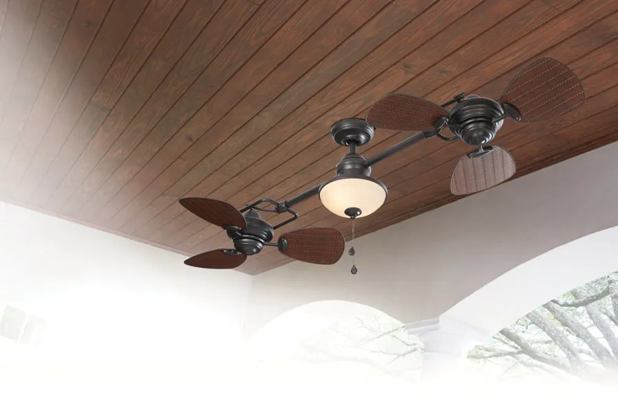 Harbor Breeze Twin Breeze II 74-in Oil-Rubbed Bronze Incandescent Indoor/Outdoor Ceiling Fan with Light (6-Blade), photo 14 of 18