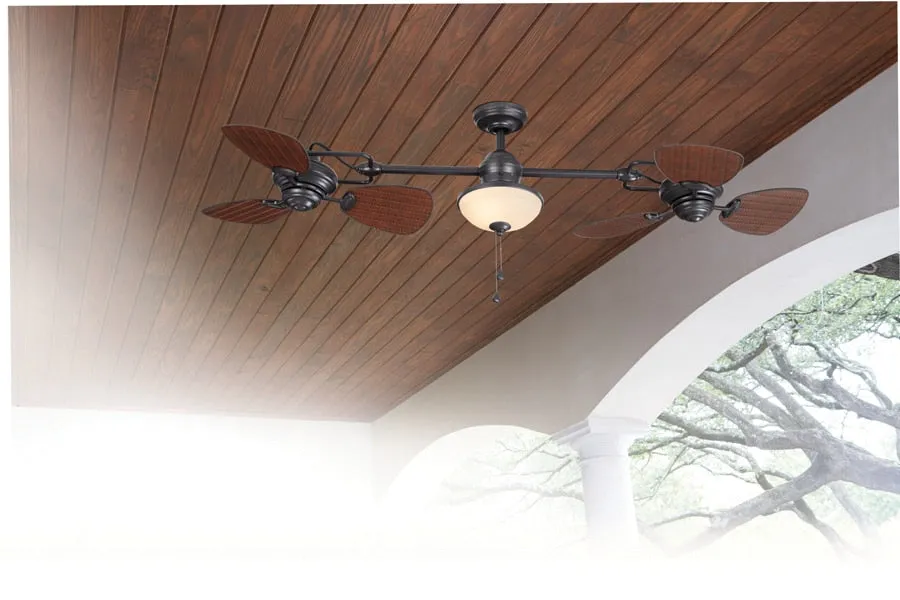 Harbor Breeze Twin Breeze II 74-in Oil-Rubbed Bronze Incandescent Indoor/Outdoor Ceiling Fan with Light (6-Blade), photo 15 of 18