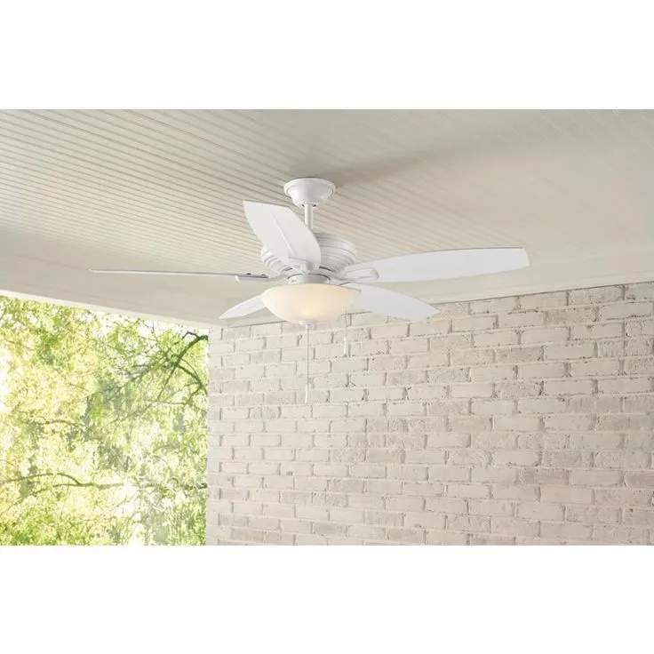 North Pond 52 in. LED Outdoor Matte White Ceiling Fan with Light, photo 6 of 11