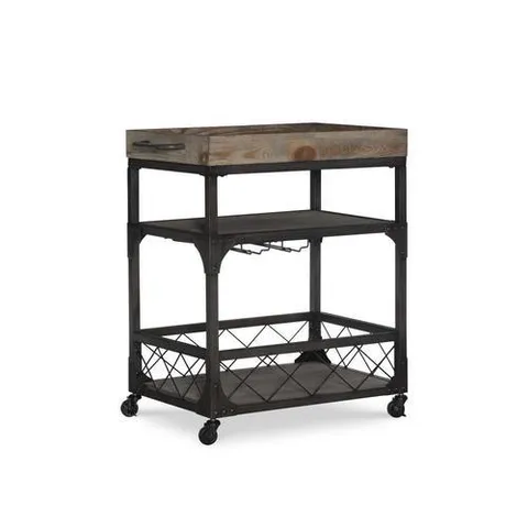 Brown Metal Base with Wood Top Kitchen Cart