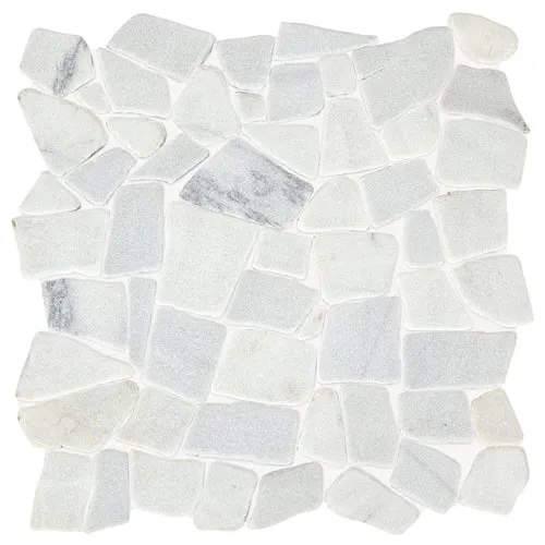 American Olean Genuine Stone Refined White 12-in x 12-in Tumbled Natural Stone Marble Pebble Mosaic Floor and Wall Tile, photo 2 of 5
