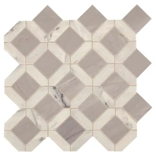 American Olean Genuine Stone White and Gray 12-in x 12-in Glazed Natural Marble Mosaic Floor and Wall Tile (1.08-sq ft), photo 2 of 8