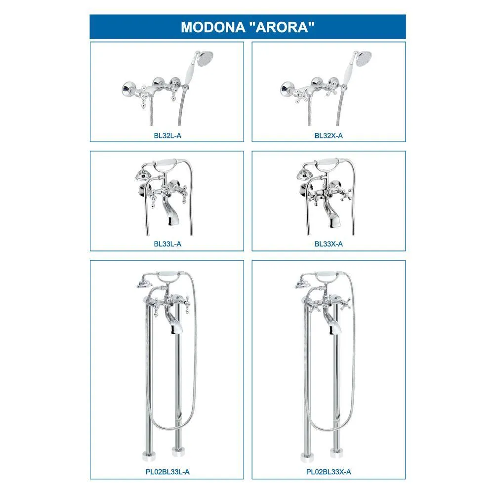 MODONA Classic 6 in. 2-Handle 1-Spray Tub and Shower Faucet with Porcelain Hand Held Shower in Polished Chrome (Valve Included), photo 5 of 7