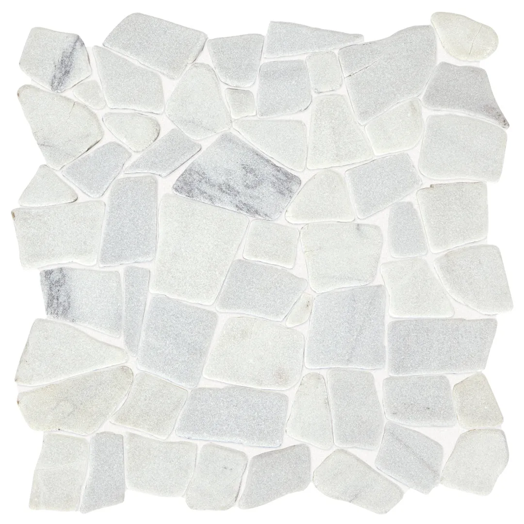 American Olean Genuine Stone Refined White 12-in x 12-in Tumbled Natural Stone Marble Pebble Mosaic Floor and Wall Tile, photo 3 of 5