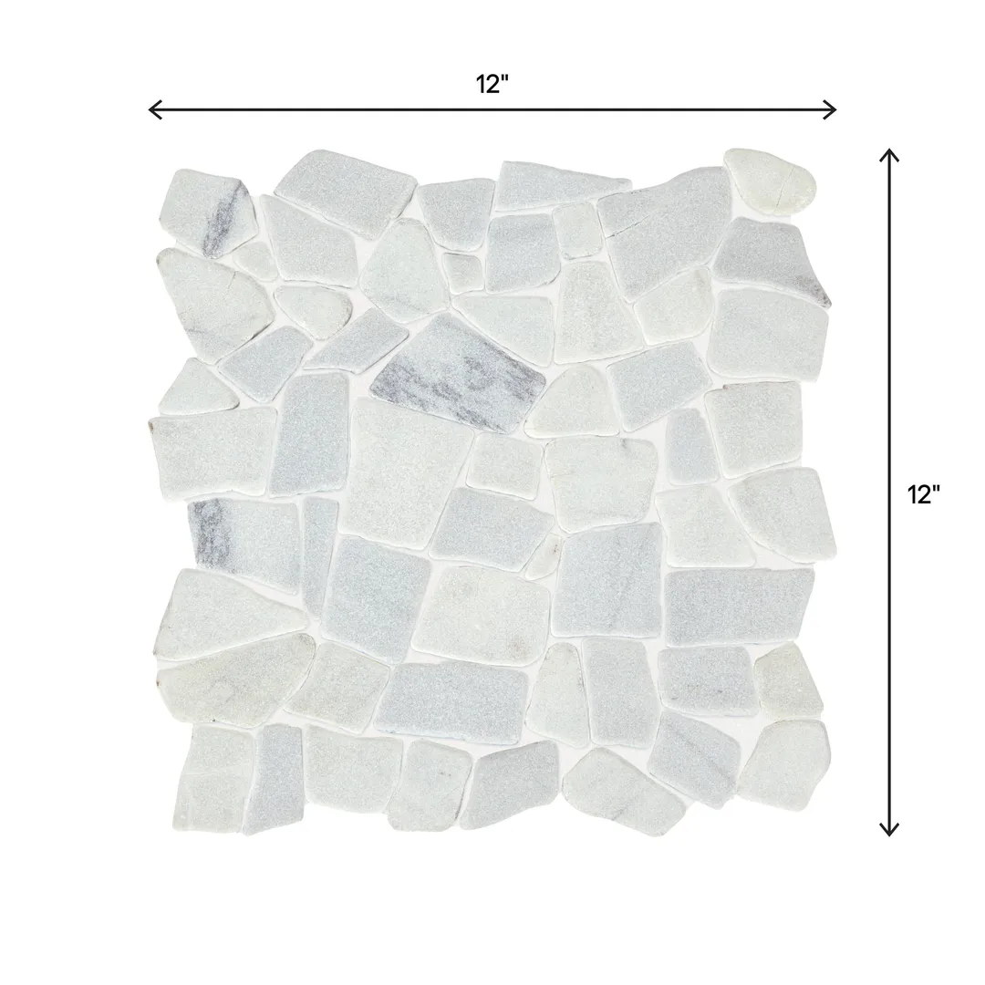 American Olean Genuine Stone Refined White 12-in x 12-in Tumbled Natural Stone Marble Pebble Mosaic Floor and Wall Tile, photo 4 of 5