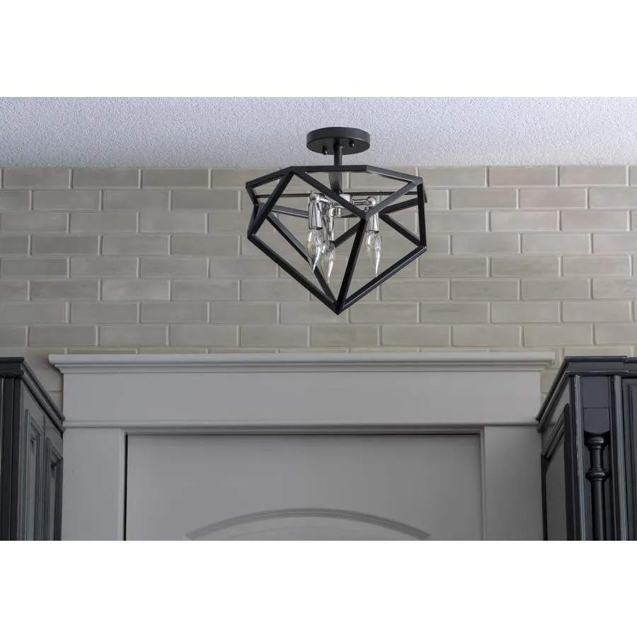 Decor Therapy 14-in Black/Chrome Modern/Contemporary Semi-flush Mount Light, photo 4 of 6