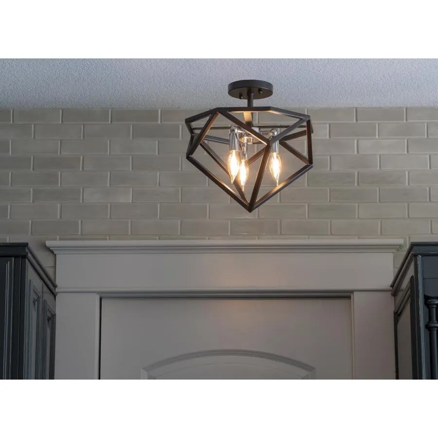 Decor Therapy 14-in Black/Chrome Modern/Contemporary Semi-flush Mount Light, photo 5 of 6