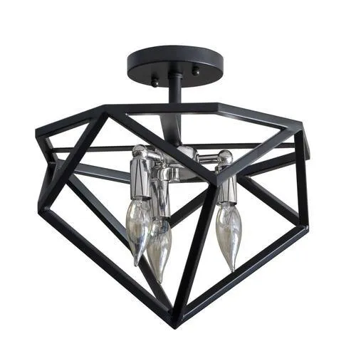 Decor Therapy 14-in Black/Chrome Modern/Contemporary Semi-flush Mount Light, photo 6 of 6