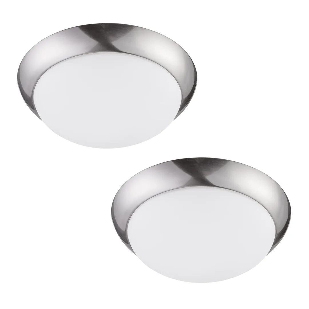 Project Source 2-Pack 11-in Brushed Nickel Integrated LED Flush Mount Ceiling Light, 3000K, 1400 Lumens, photo 4 of 11