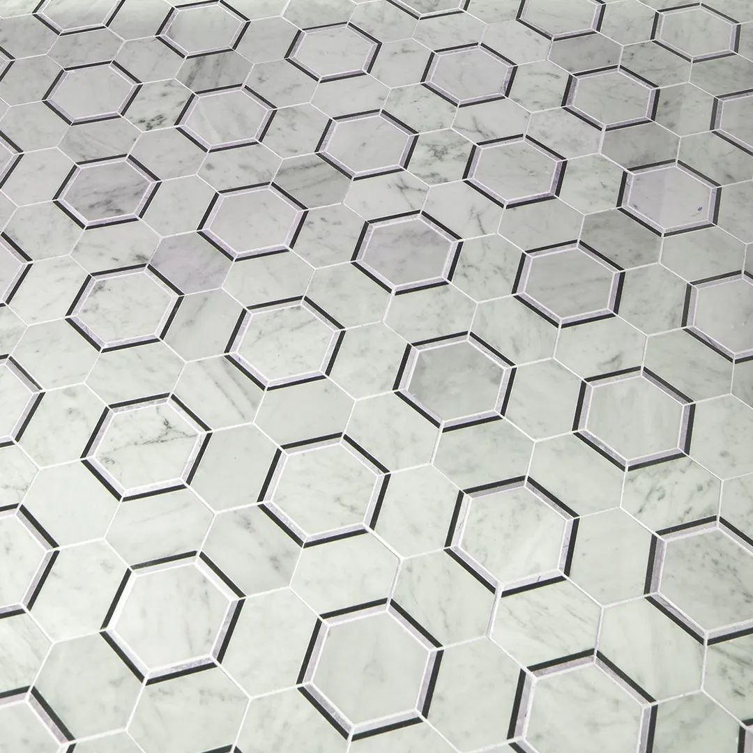 American Olean Genuine Stone Carrara 12-in x 15-in Polished Natural Marble Honeycomb Mosaic Floor and Wall Tile, photo 3 of 8